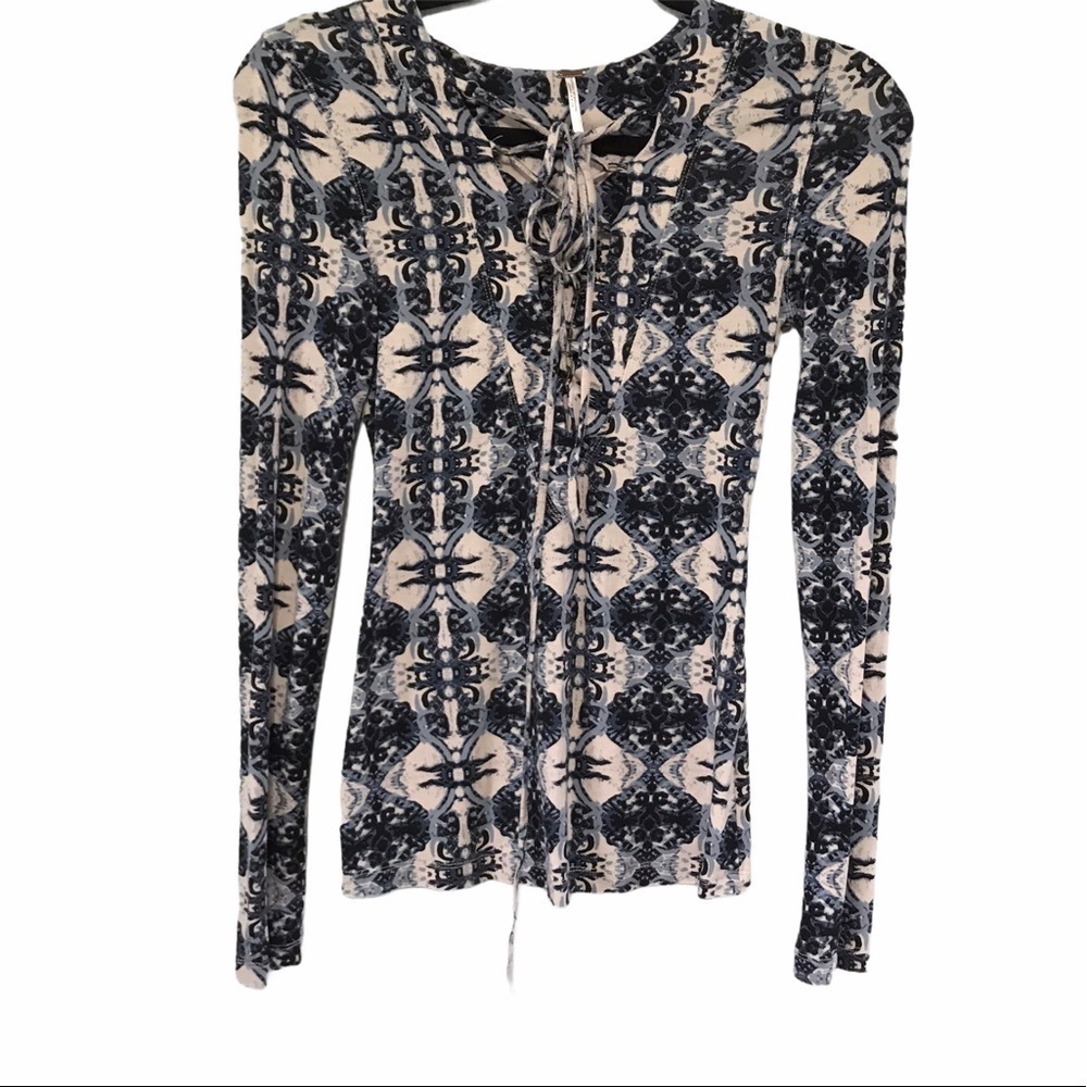 free people long sleeve criss cross Sz XS T88